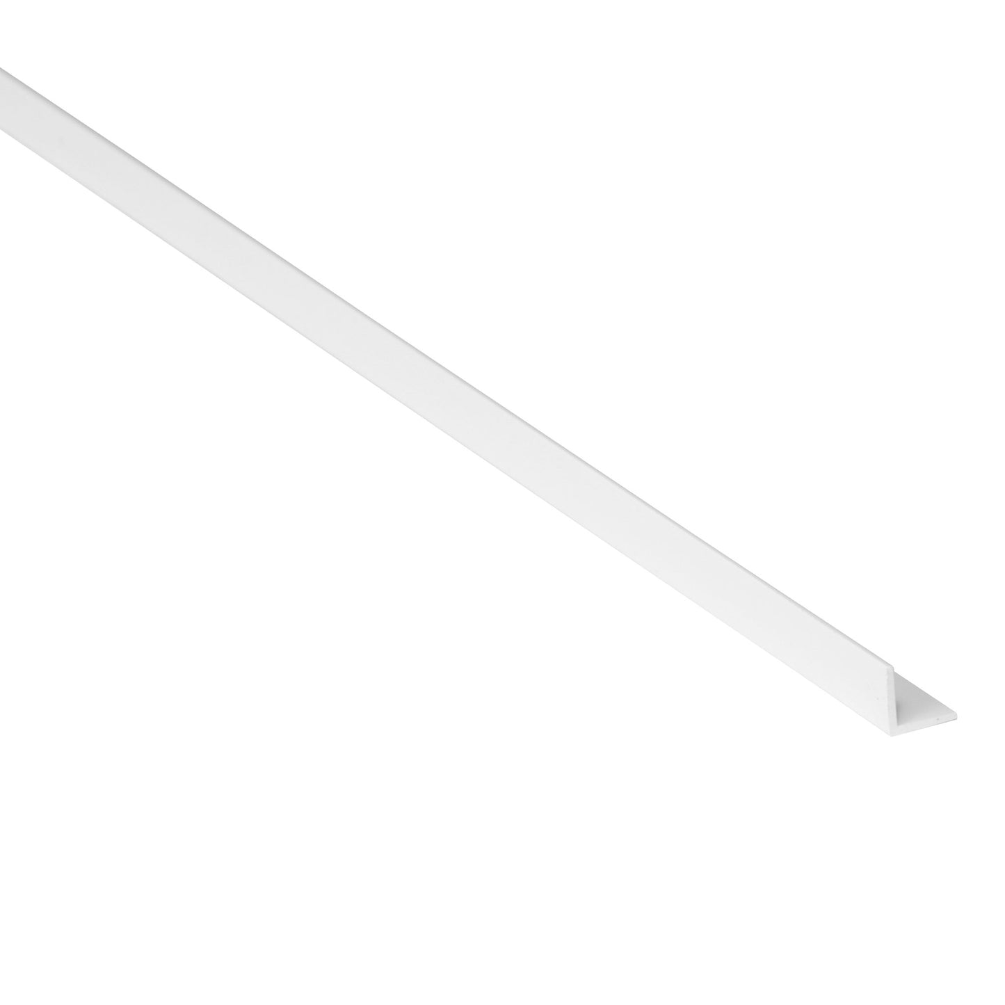 White corner angle profile 15mm x 15mm on a white background