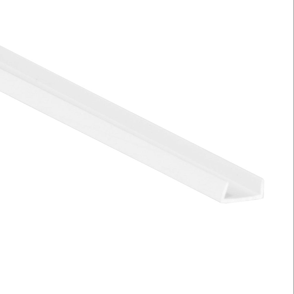 Clip On 'U' Section Edge Trim – White Melamine Panel Cover Strip - 1 Metre Lengths