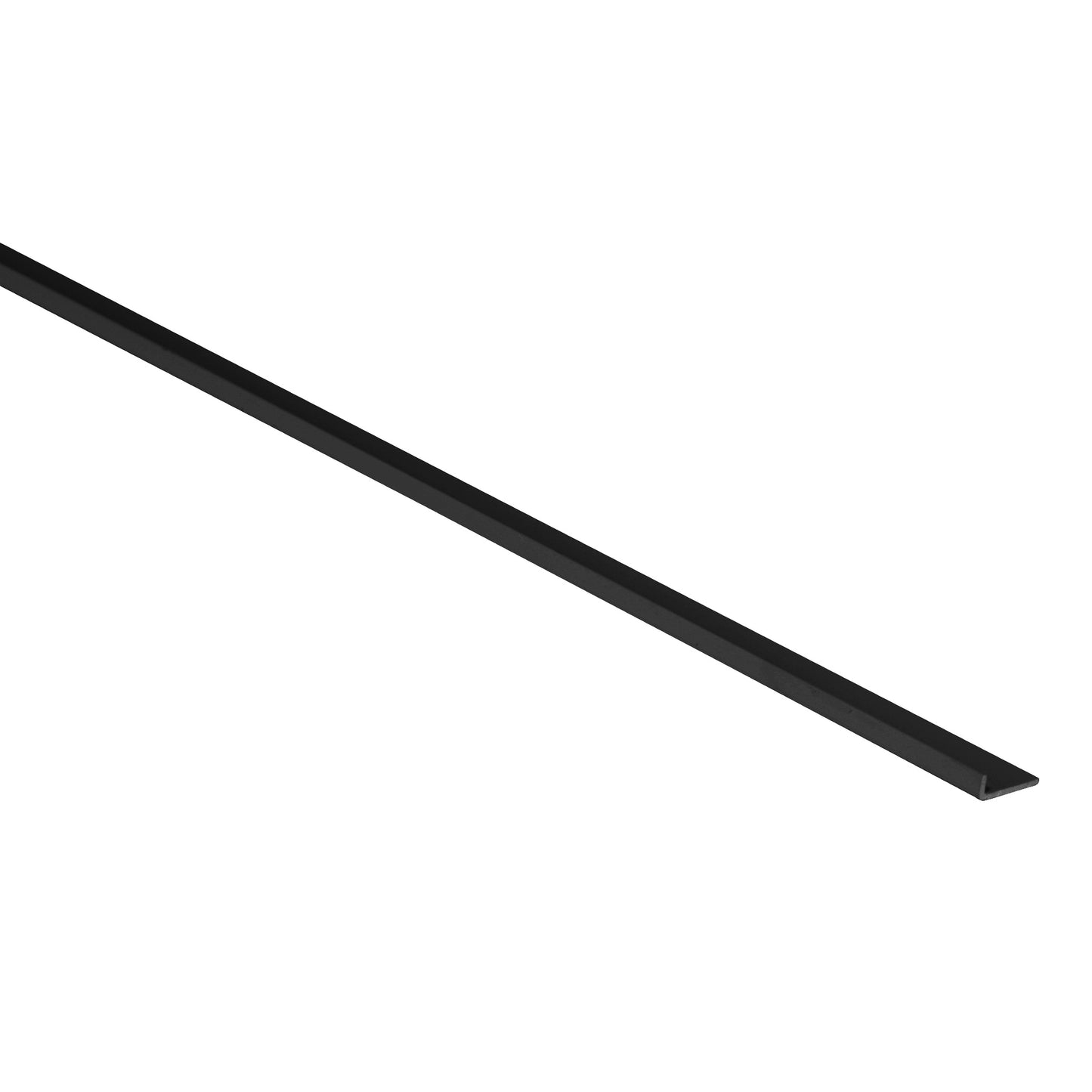 Rigid black PVC lip edging L-section profile for board protection