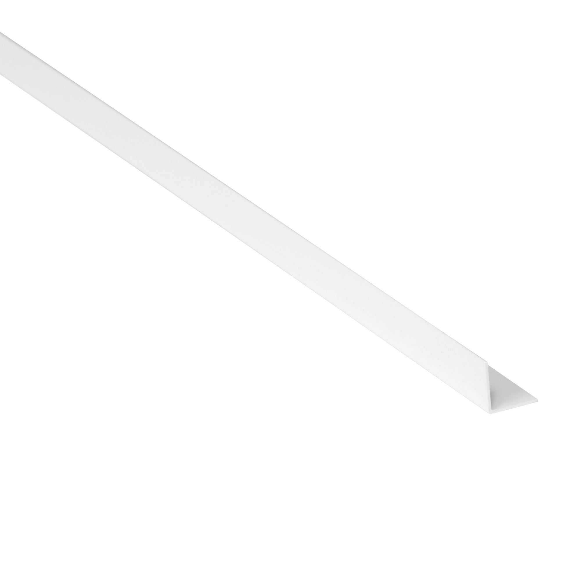 White corner angle profile 20mm x 20mm on a white background