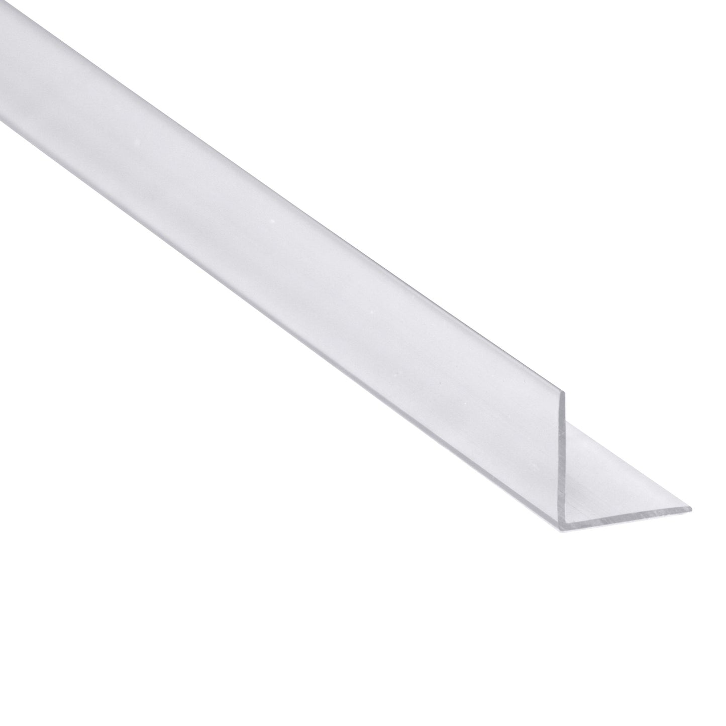 Clear corner angle profile 25mm x 25mm on a white background