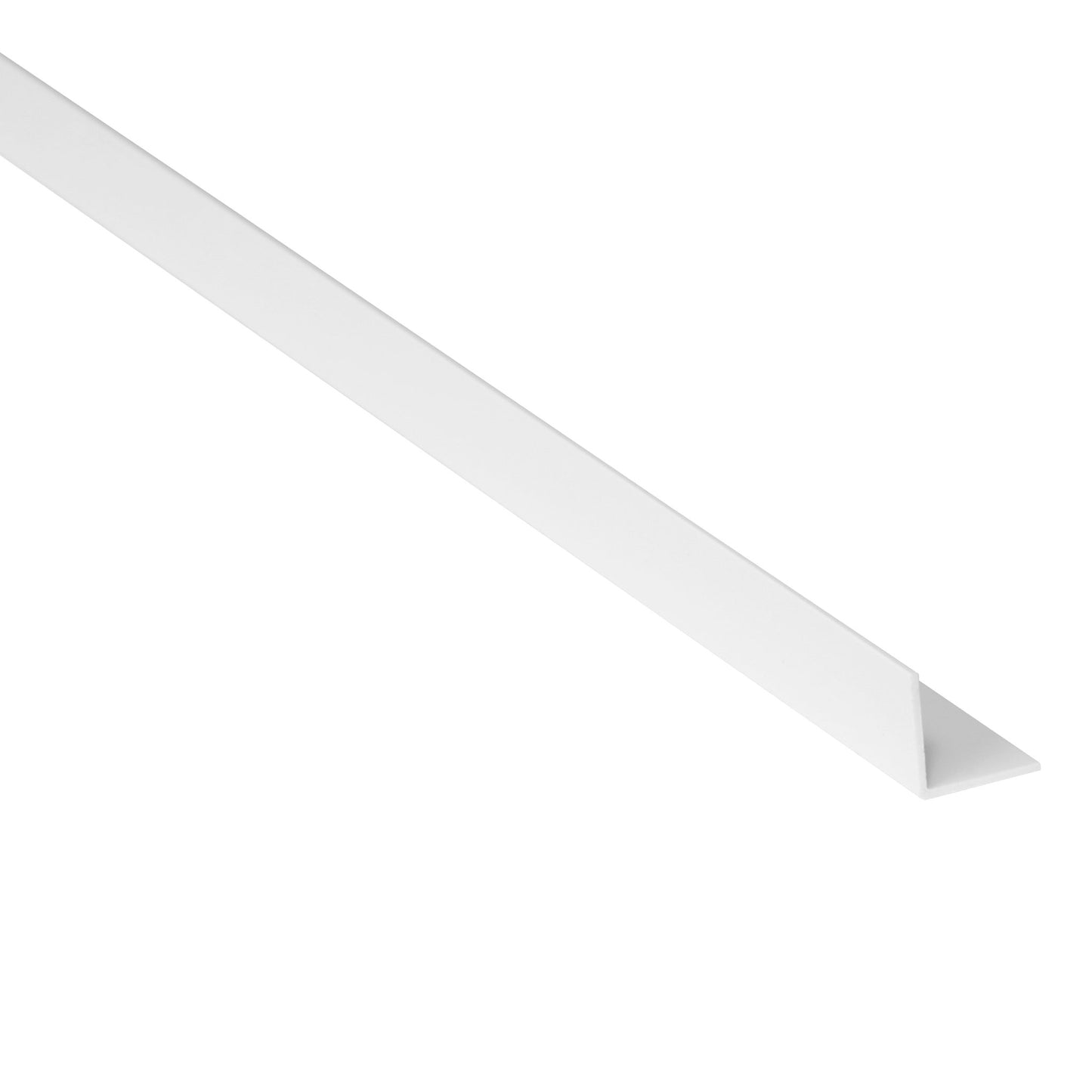 White corner angle profile 25mm x 25mm on a white background