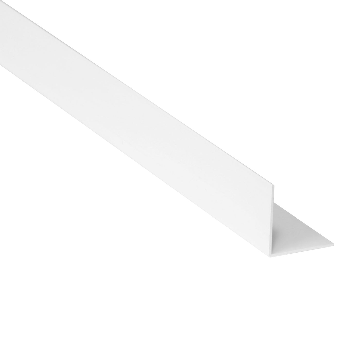 White corner angle profile 38mm x 38mm on a white background