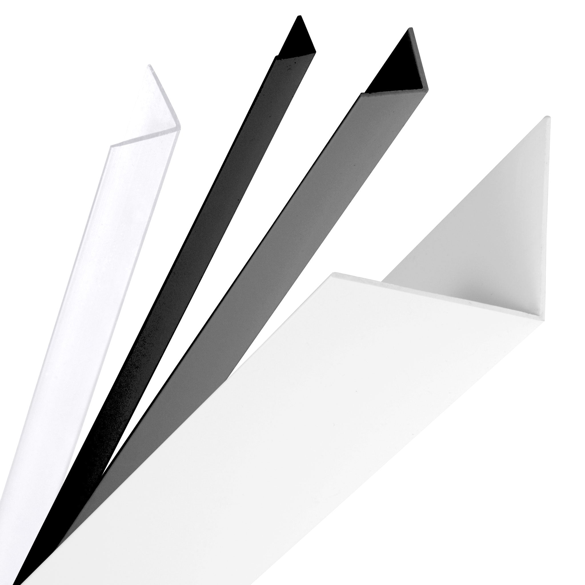 White rigid PVC equal 90 degree angle corner trim plastic profile 1 metre length
