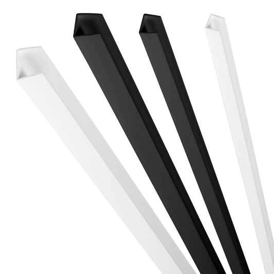 White plastic C section channel profile edge capping trim rigid PVC strip 1 metre