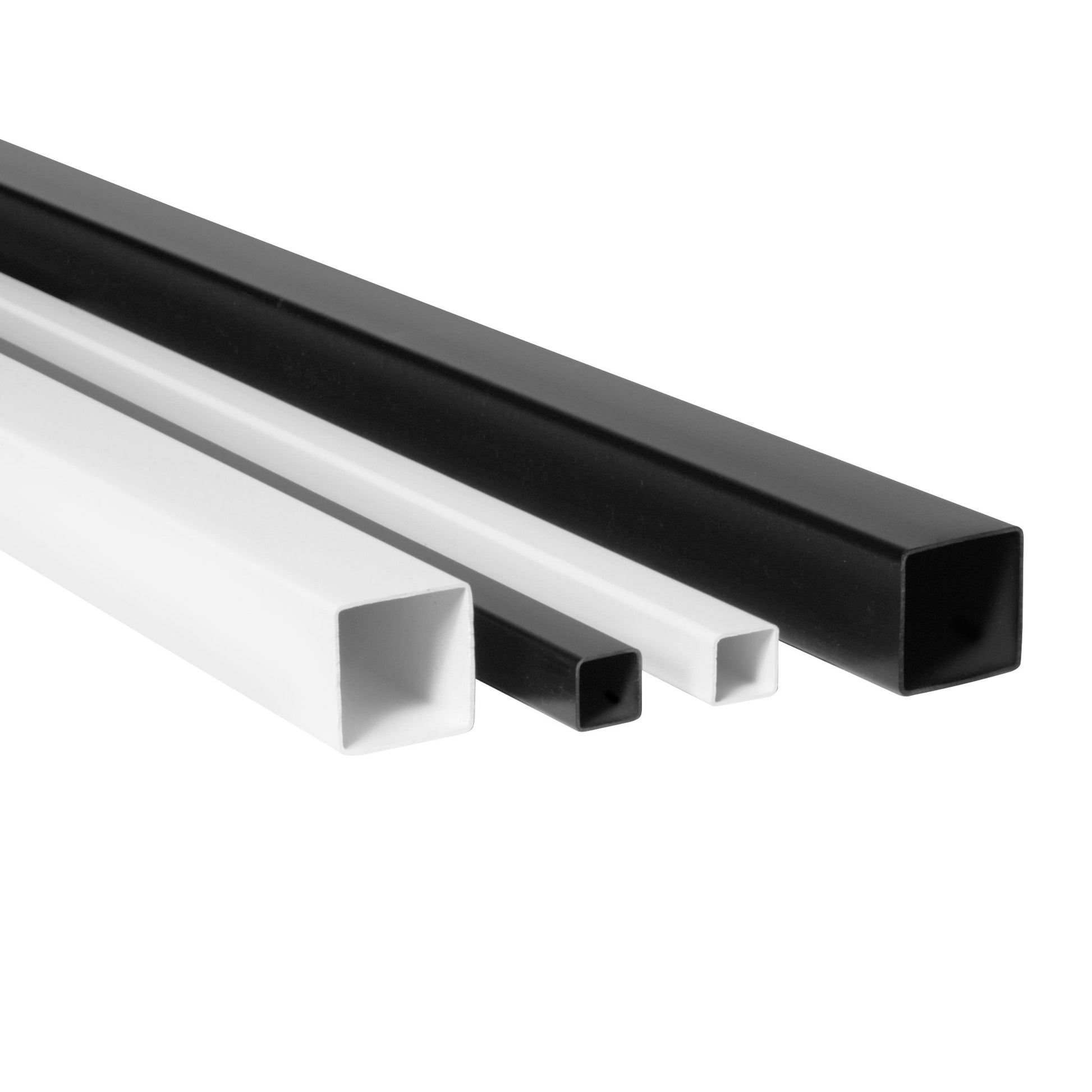 Rigid white and black PVC square plastic tube hollow box section profile pipe 1 metre length
