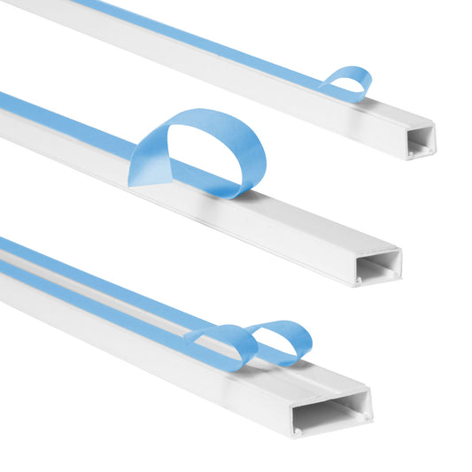 Plastic White Mini Trunking Self Adhesive PVC - 1 Metre Length